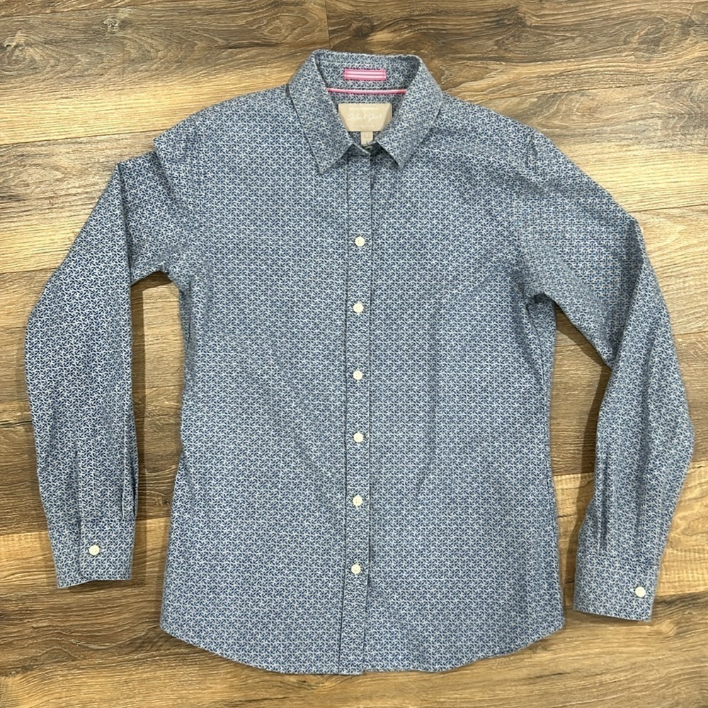 Banana Republic Women’s Oxford Shirt 100% Cotton Blue Anchor Pattern Size Small